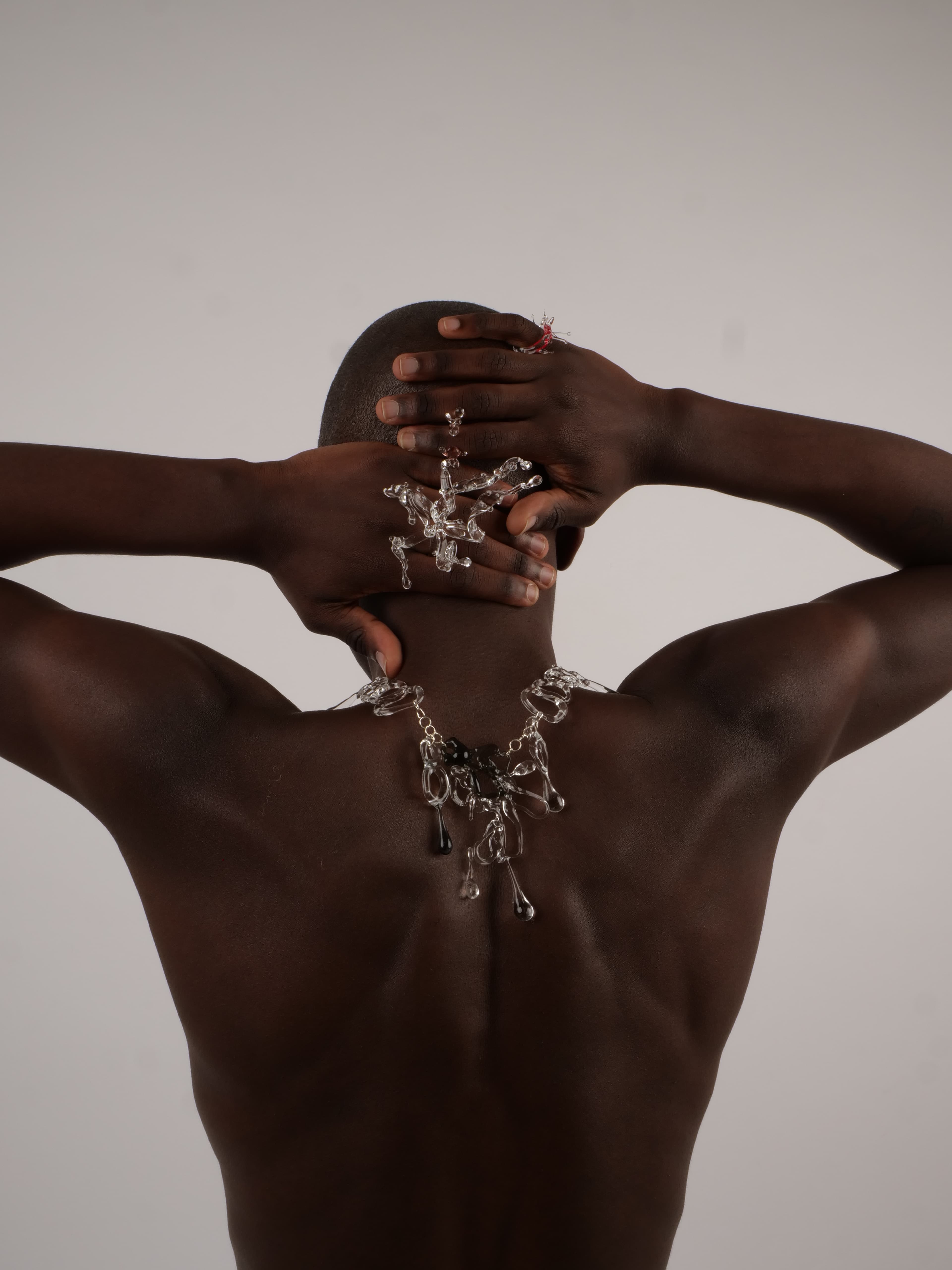 Glass chain necklace and earrings