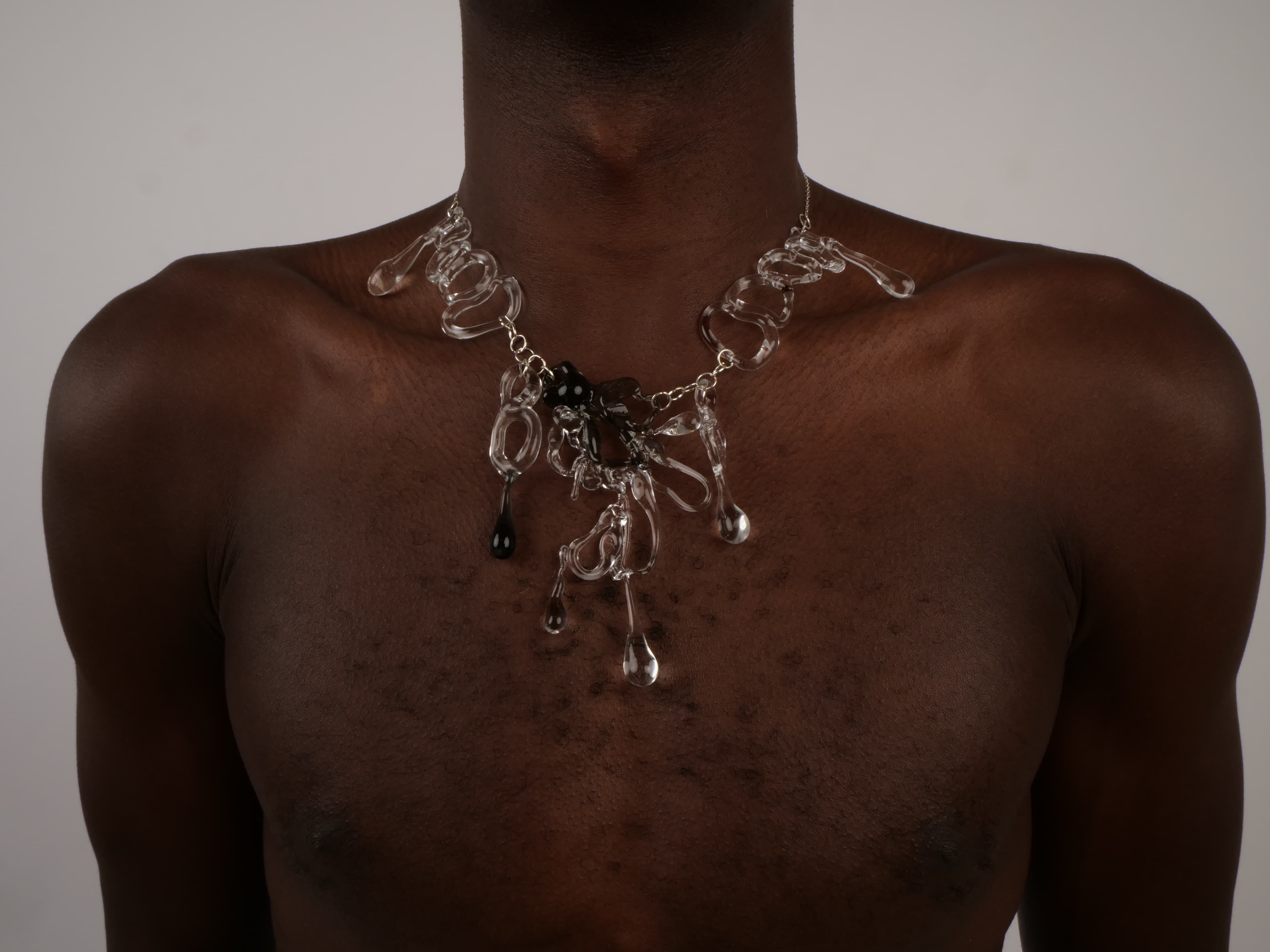 Glass chain necklace and earrings